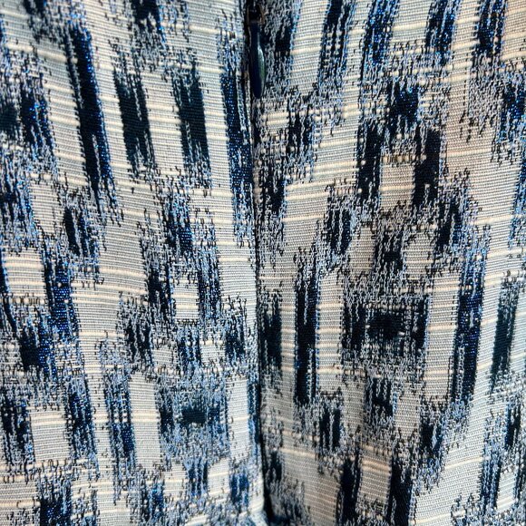 Munthe Chew Blue Ikat Puff Sleeve Babydoll Minidress Size 8 Medium with Pockets - Picture 8 of 14